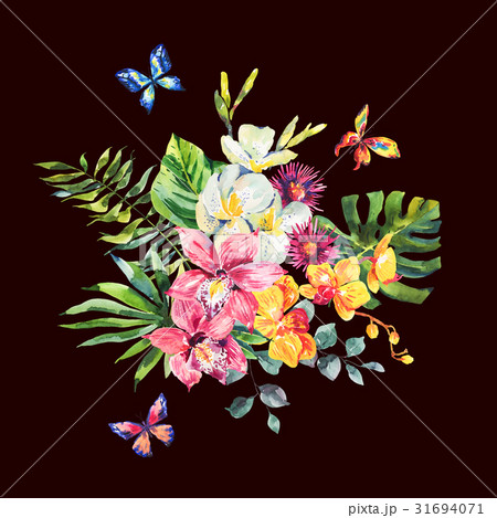 Tropical summer watercolor greeting card 31694071