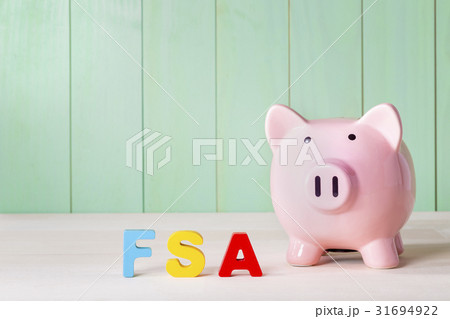 FSA theme with wood block letters and a piggy bank 31694922