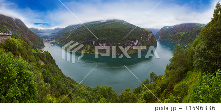 Panorama of Geiranger fjord - Norway 31696336