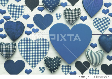Blue Greeting Card With Heart Texture, Copy Space Blue Greeting Card With Heart Texture, Copy Space 31696597