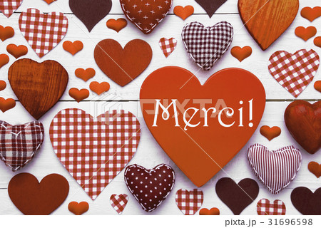 Brown Heart Texture With Merci Means Thank You 31696598