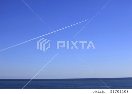 海 飛行機雲 水平線 31701103
