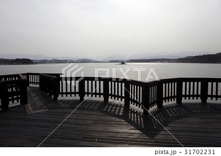 鏡浦湖 木の床 木製の床 31702231