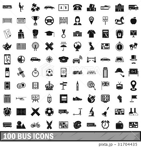 100 bus icons set, simple style 31704435