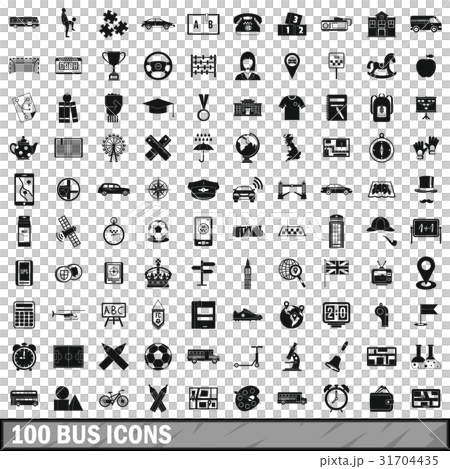 100 bus icons set, simple style 31704435