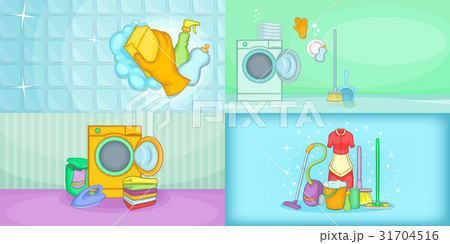 Cleaning banner set horizontal, cartoon style Cleaning banner set horizontal, cartoon style 31704516