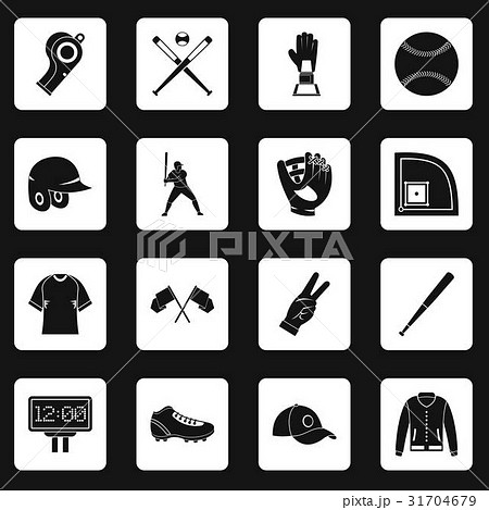 Baseball icons set squares vector Baseball icons set squares vector 31704679