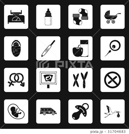 Pregnancy symbols icons set squares vector Pregnancy symbols icons set squares vector 31704683
