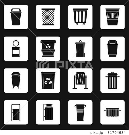 Garbage container icons set squares vector 31704684