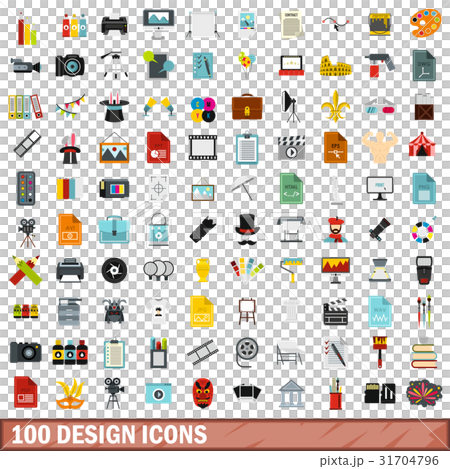 100 design icons set, flat style - Stock Illustration [31704796] - PIXTA