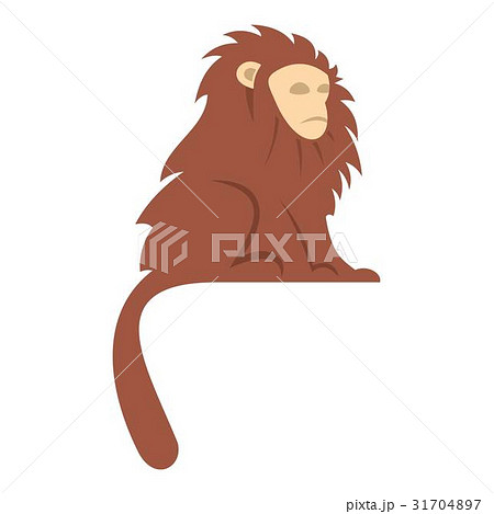 Monkey with long brown hair i icon isolated 31704897