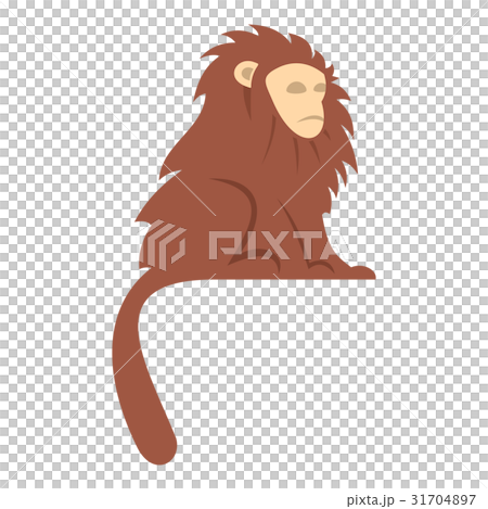 Monkey with long brown hair i icon isolated 31704897