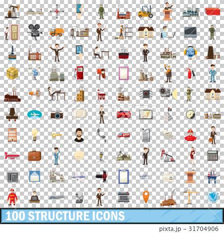 100 structure icons set, cartoon style - Stock Illustration [31704906 ...