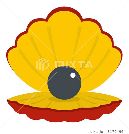 Black pearl in a sea shell icon isolated Black pearl in a sea shell icon isolated 31704964