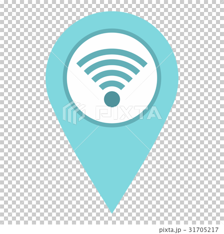Light blue map pointer with wi fi symbol icon 31705217