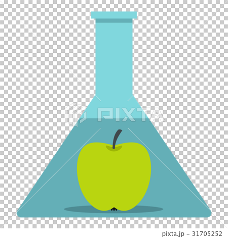 Green apple in glass test flask icon isolated 31705252
