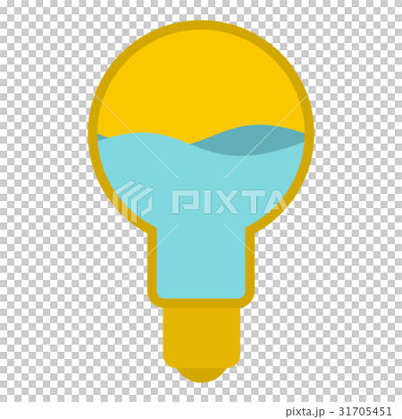 Yellow light bulb with blue water inside icon Yellow light bulb with blue water inside icon 31705451
