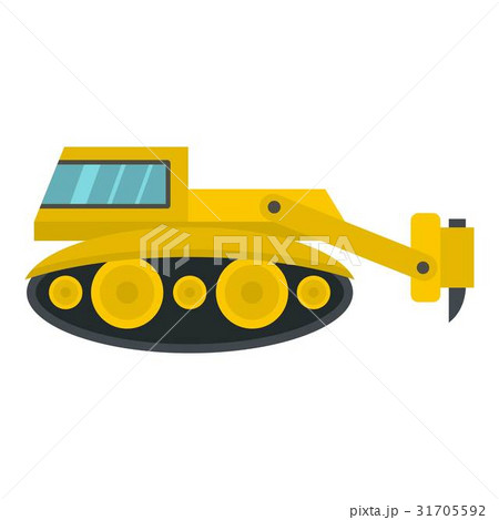Excavator with hydraulic hammer icon isolated Excavator with hydraulic hammer icon isolated 31705592