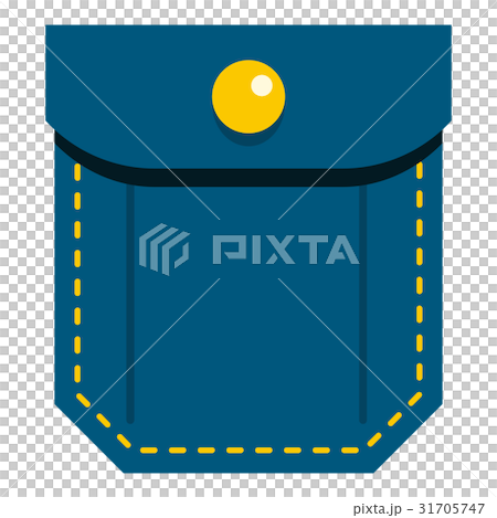 Blue pocket with yellow button icon isolated - Stock Illustration ...