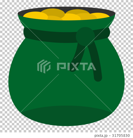 Green bag full of gold coins icon isolated 31705830