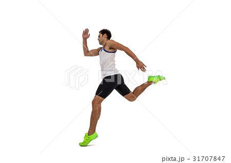 Male athlete running on white background Male athlete running on white background 31707847