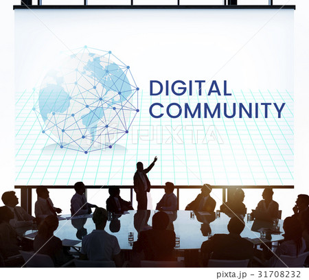 Network connection graphic overlay banner on wall 31708232