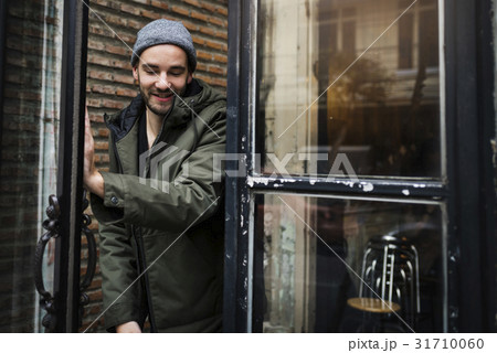 Casual Man with Urban Style going out of the building 31710060