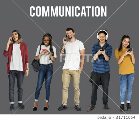 Various of diversity people standing using mobile phone on background Various of diversity people standing using mobile phone on background 31711054