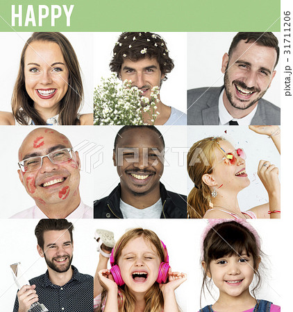 Collage of people smiling cheerful happiness face expression Collage of people smiling cheerful happiness face expression 31711206