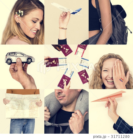 Set of People Traveling Journey Studio Collage 31711280