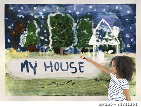 Kids House Winter Snow Drawing 31711361