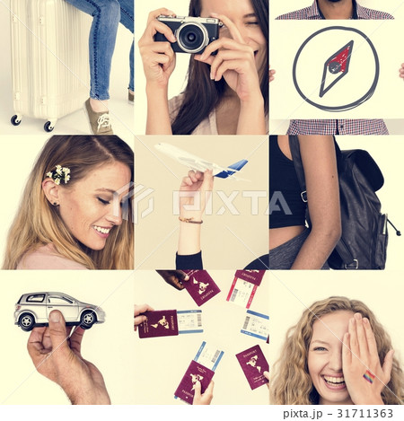 Set of People Traveling Journey Studio Collage 31711363