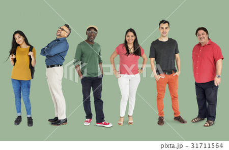 Group of Black Hair People Set Studio Isolated Group of Black Hair People Set Studio Isolated 31711564