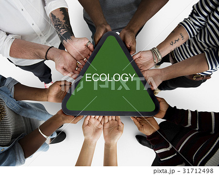 People holding network graphic overlay banner in circle 31712498