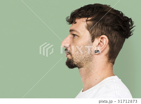 Adult Man Serene Face Expression Studio Portrait 31712873