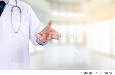 healthcare  doctor touching virtual interface, 31714078