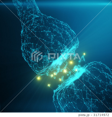 Blue glowing synapse. Artificial neuron in concept Blue glowing synapse. Artificial neuron in concept 31714972