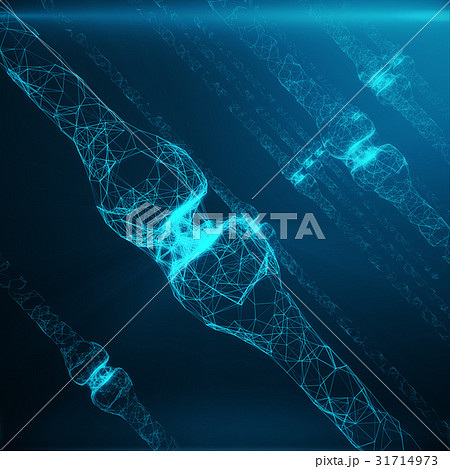 Blue glowing synapse. Artificial neuron in concept 31714973
