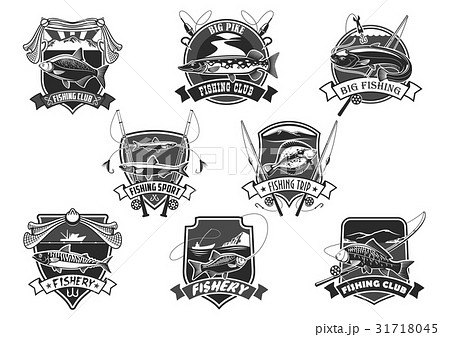 Vector icons set for fishing or fisher sport club 31718045