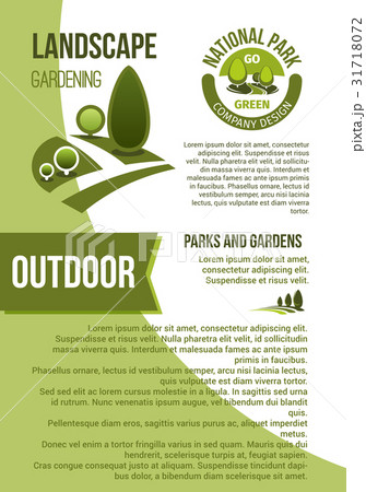 Gardens and parks landscape design vector poster 31718072