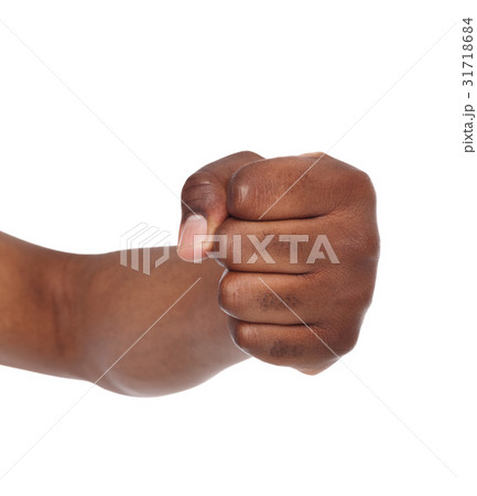 Hand gesture, man clenched fist, ready to punch 31718684
