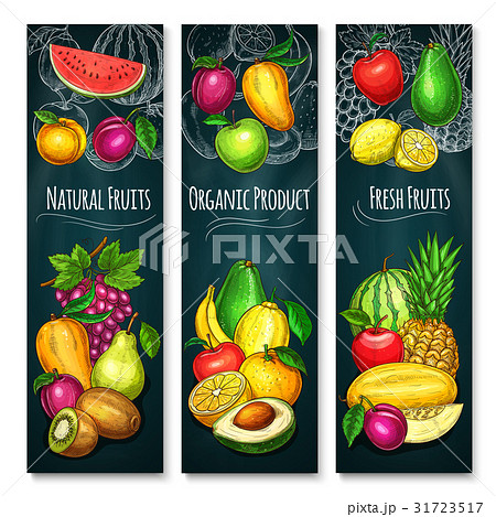 Vector exotic fresh fruits product banners set 31723517