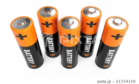 3D Rendering batteries on white background 3D Rendering batteries on white background 31724150