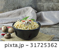 instant noodles in bowl on wood with vegetable. 31725362