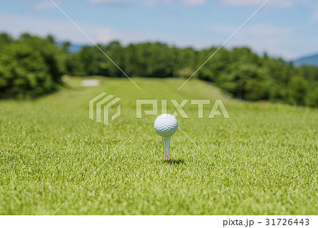 ゴルフコース　ティーグラウンド　ゴルフイメージ　ティーアップされたゴルフボール　イメージ素材 31726443