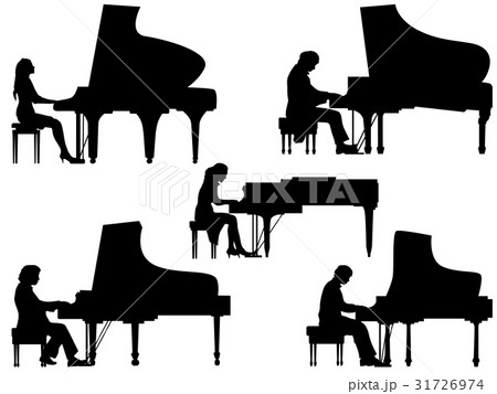 Silhouettes pianist at the piano. Silhouettes pianist at the piano. 31726974