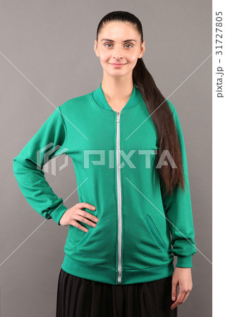 Girl wearing sweatshirt, mock-up Girl wearing sweatshirt, mock-up 31727805