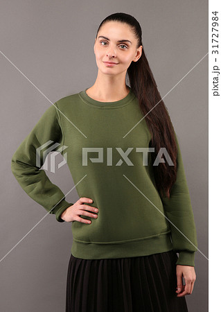 Girl wearing sweatshirt, mock-up Girl wearing sweatshirt, mock-up 31727984