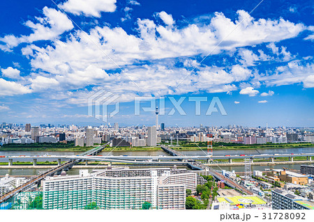 《東京都》白い雲と都市風景《初夏》 《東京都》白い雲と都市風景《初夏》 31728092