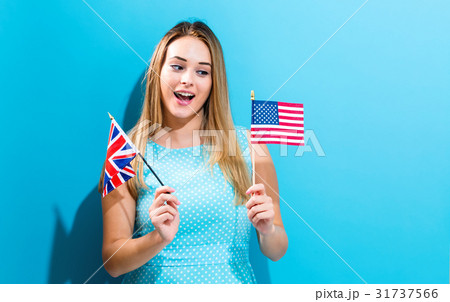 Woman with flags of English speaking countries 31737566